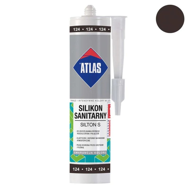 Mastic silicone sanitaire ATLAS SILTON S 124 Wengé foncé – 280 ml