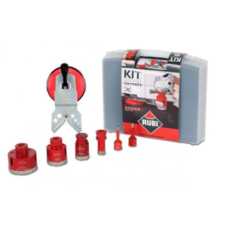 KIT DE PERÇAGE ET GUIDAGE POUR CARREAUX RUBI FORAGRES - AVEC 6 FORETS DIAMANT ET VALISE