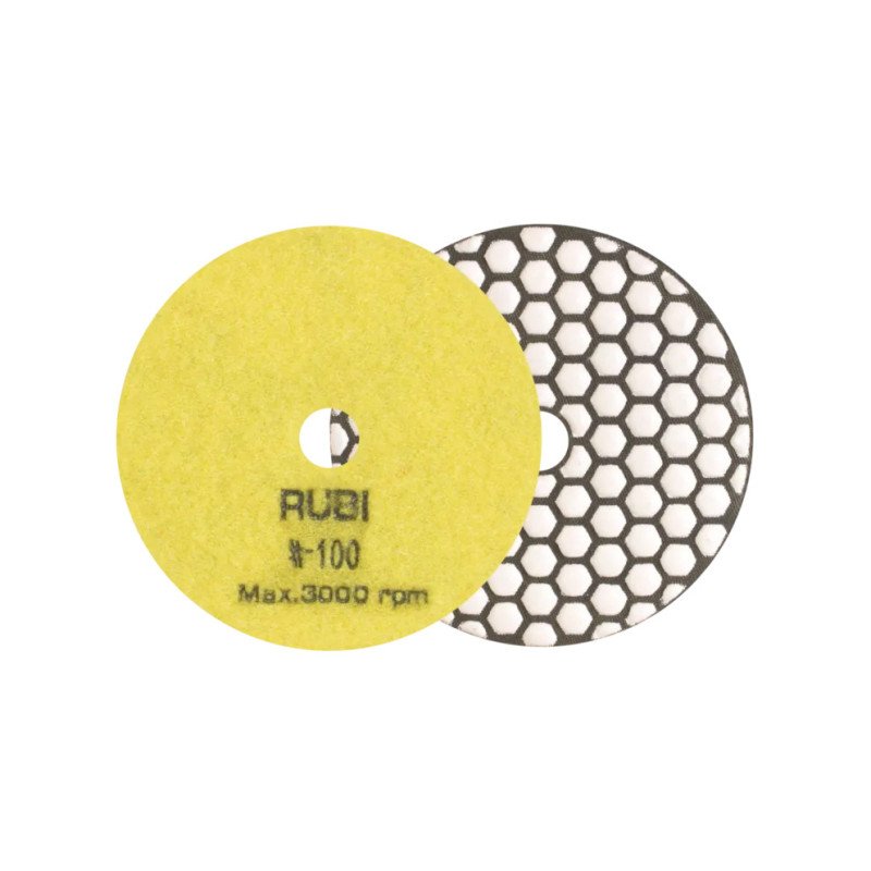 Disque de polissage diamanté flexible RUBI à sec, grain 100, 100 mm (4")