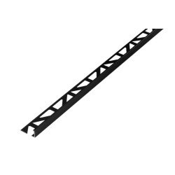 Profilé de finition chant droit Durosol, aluminium laqué poudré noir mat, 10 mm x 2,5 m