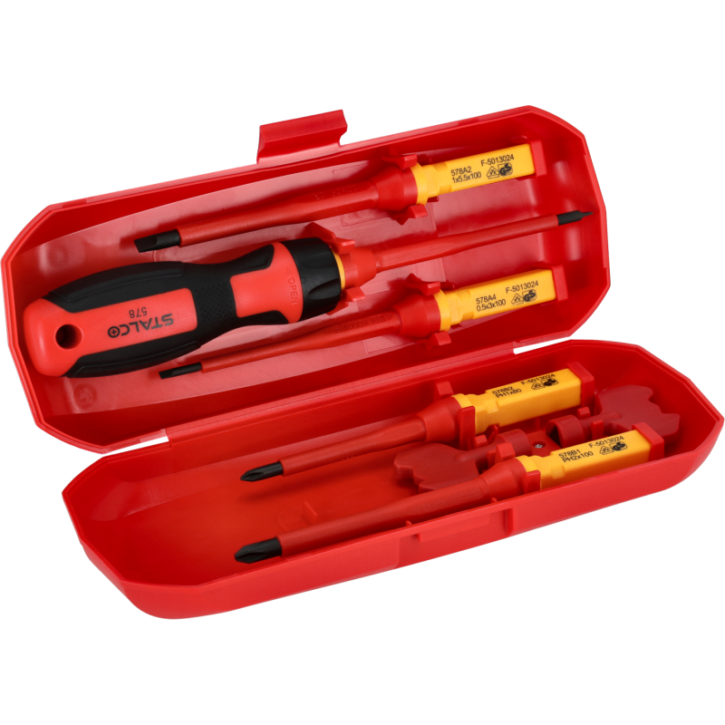 Jeu de tournevis électrotechniques 1000V 8 pièces CRV, STALCO S-12286