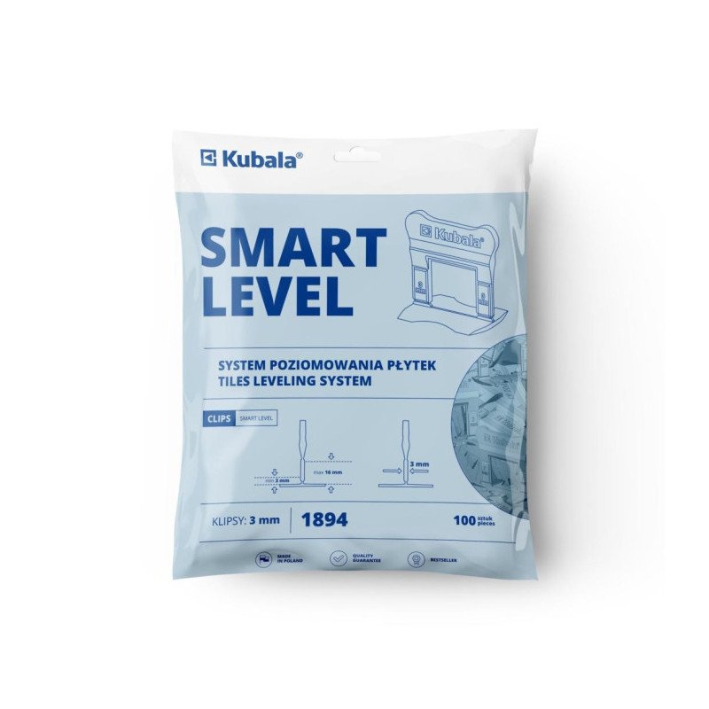 Clips de nivellement SMART LEVEL 3 mm – Kubala, lot de 100 pièces