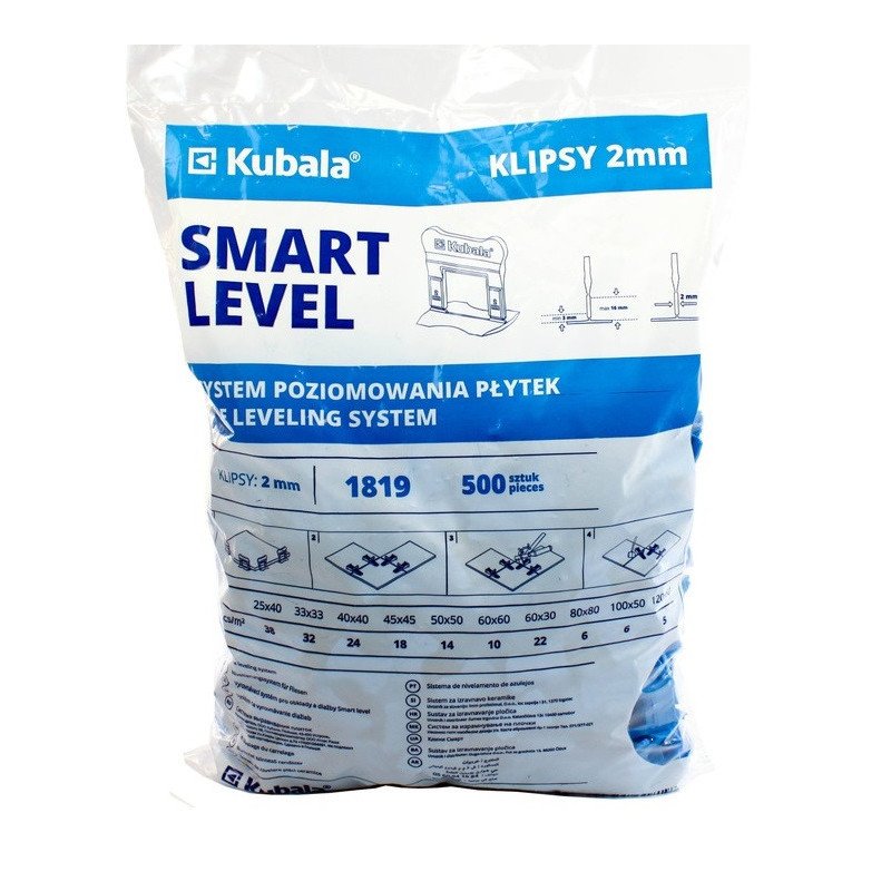 Système de nivellement Kubala – Clips 2 mm, lot de 500 pièces