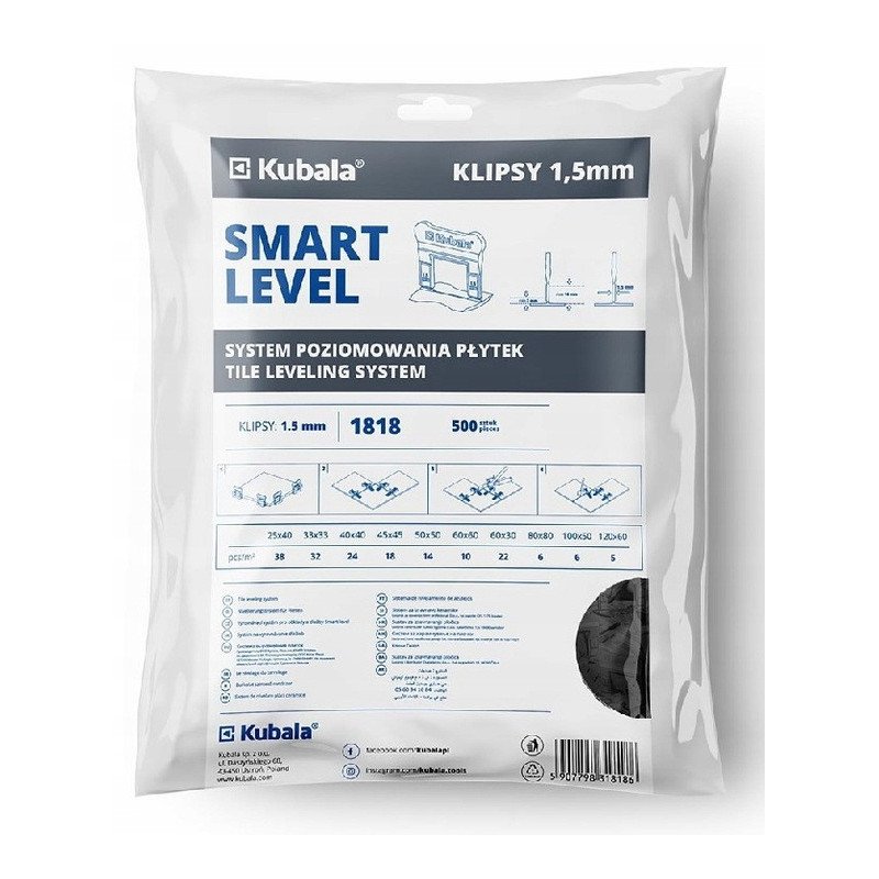 Système de nivellement Kubala – Clips 1,5 mm, lot de 500 pièces