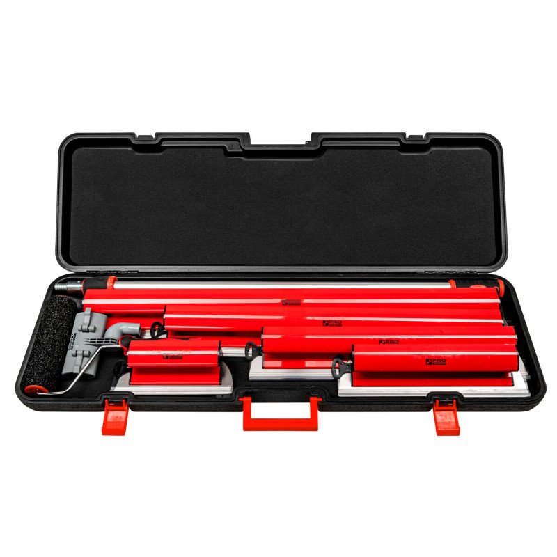 Coffret Pro de 9 Outils à Enduire - Grattoirs, Rouleau et Manche Télescopique