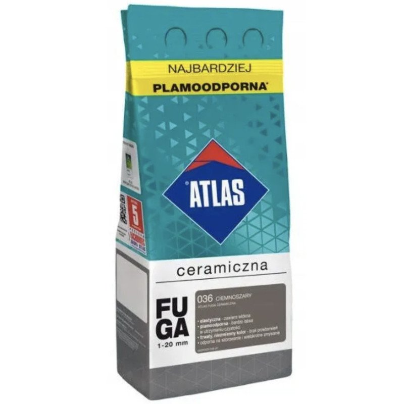 JOINT POUR CARRELAGE CERAMICZNA ATLAS - 5 kg GRIS FONCE 036