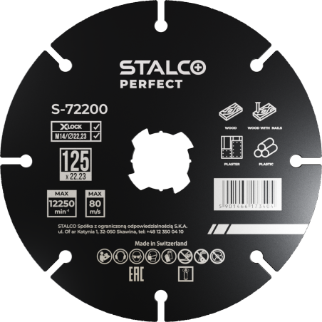 Disque de coupe en carbure X-LOCK 125 mm, M14 / Ø22,23 mm – STALCO PERFECT S-72200
