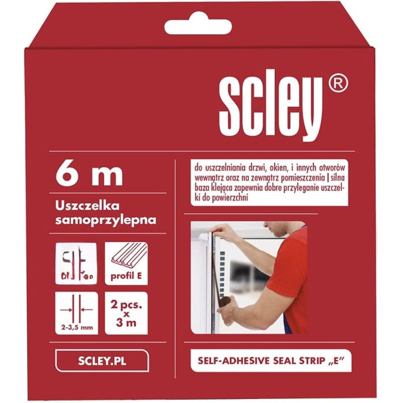 Joint d'Étanchéité Auto-Adhésif SCLEY® - Profil E - Blanc - 2 x 3 m