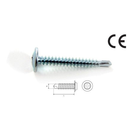 Vis auto-perceuse à tête plate large avec rondelle – WSP 4,2 × 32 mm (lot de 500 pièces)